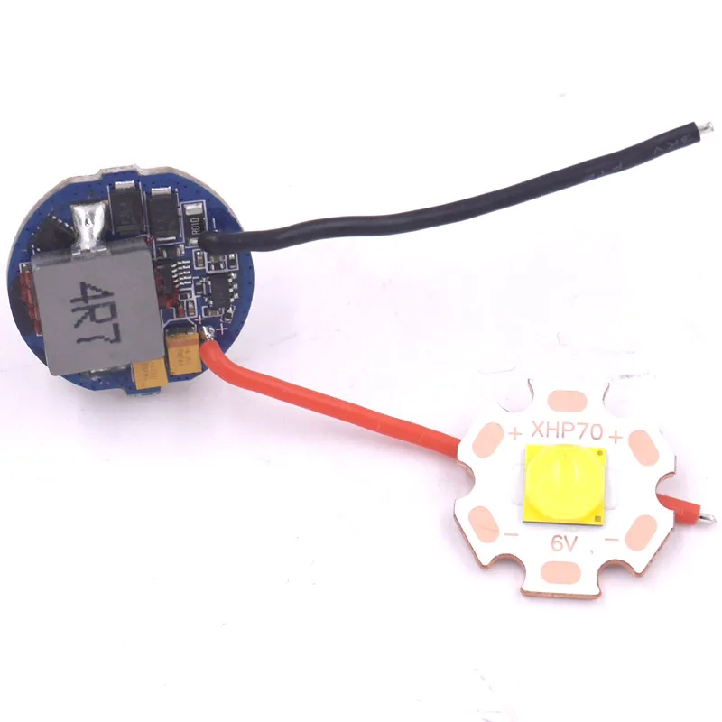 

22mm 5.6V-12.8V CREE XHP70 XHP70.2 6-Mode 6V Output Circuit Driver Board+20mm CREE XHP70.2 6500M/5000K/4000K/3000K LED Emitter