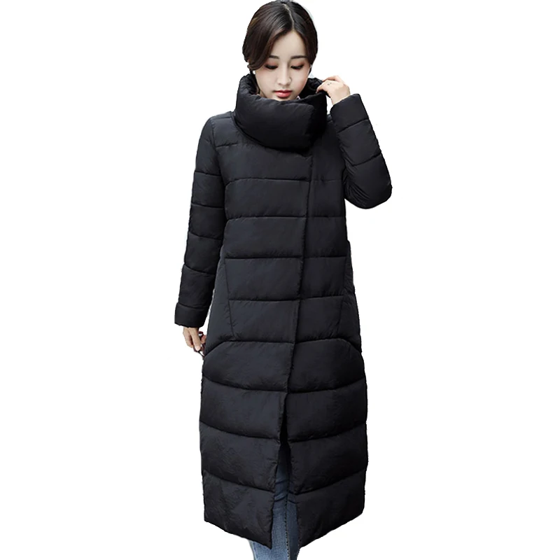 

Stand Collar Women Winter Jacket Cotton Padded Female Long Breast Buttons Coat Parka 2019 New Arrival Parka