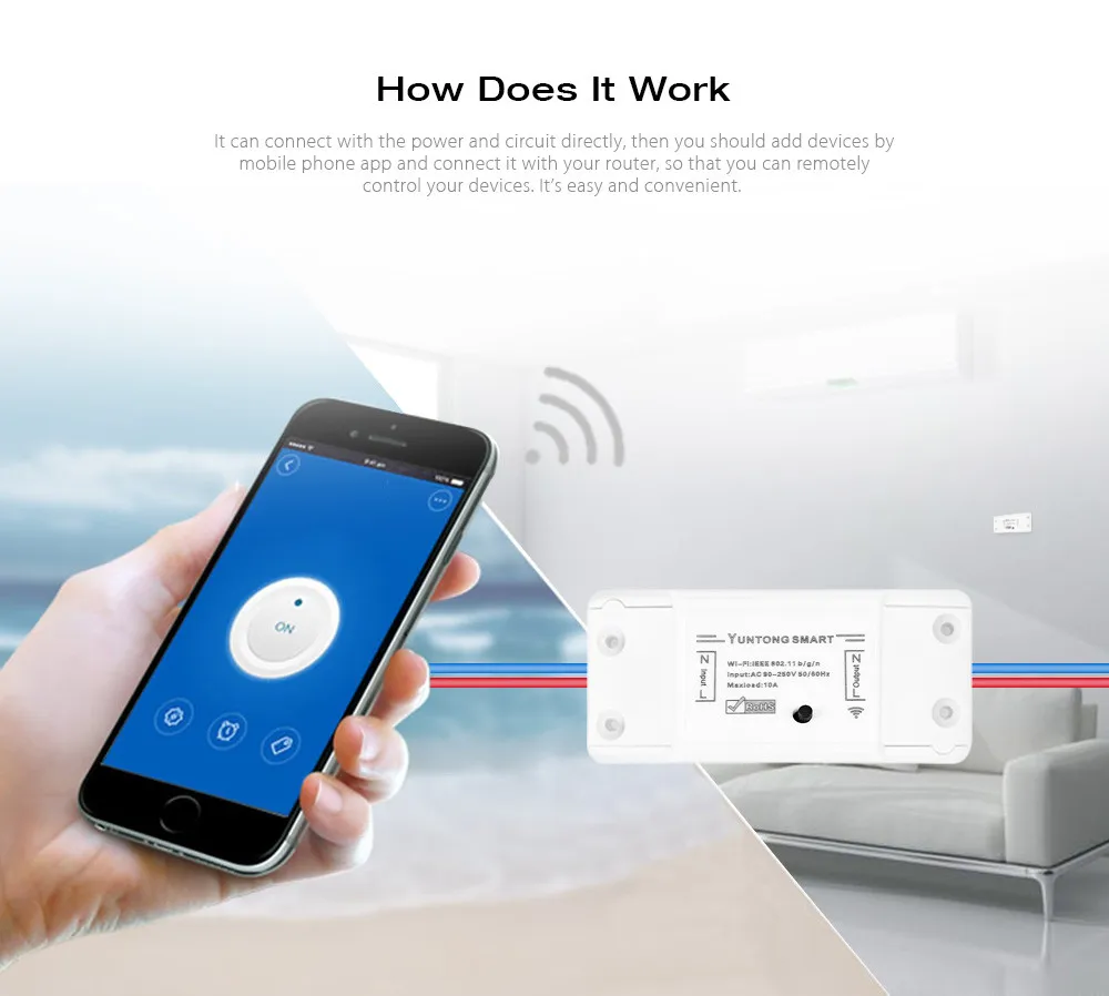 Беспроводной Wi Fi переключатель для умного дома релейный модуль автоматизации 10 А