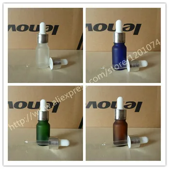 

10ml clear/blue/green/brown frosted Glass Essential Oil Bottle With aluminum shiny silver ring(lines)+white/black rubber cap