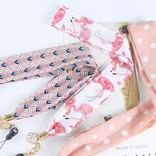 Широкая лента ремни Универсальный мобильный телефон чехол из бечёвки длинный ремешок, чистые цветы Фламинго ткань Строка шнурки повесить за шею волна