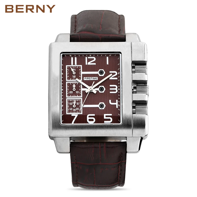 Berny мужские часы, кварцевые мужские часы, модные, топ, люксовый бренд, Relogio Saat Montre Horloge Masculino Erkek Hombre, Япония, для мужчин, T - Цвет: 2812M-BRN