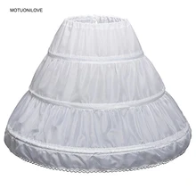 Белые детские нижние юбки с 3 кольцами, однослойное детское кринолиновое кружевное платье с цветочной отделкой для девочек Нижняя юбка с эластичной резинкой на талии, PEC006