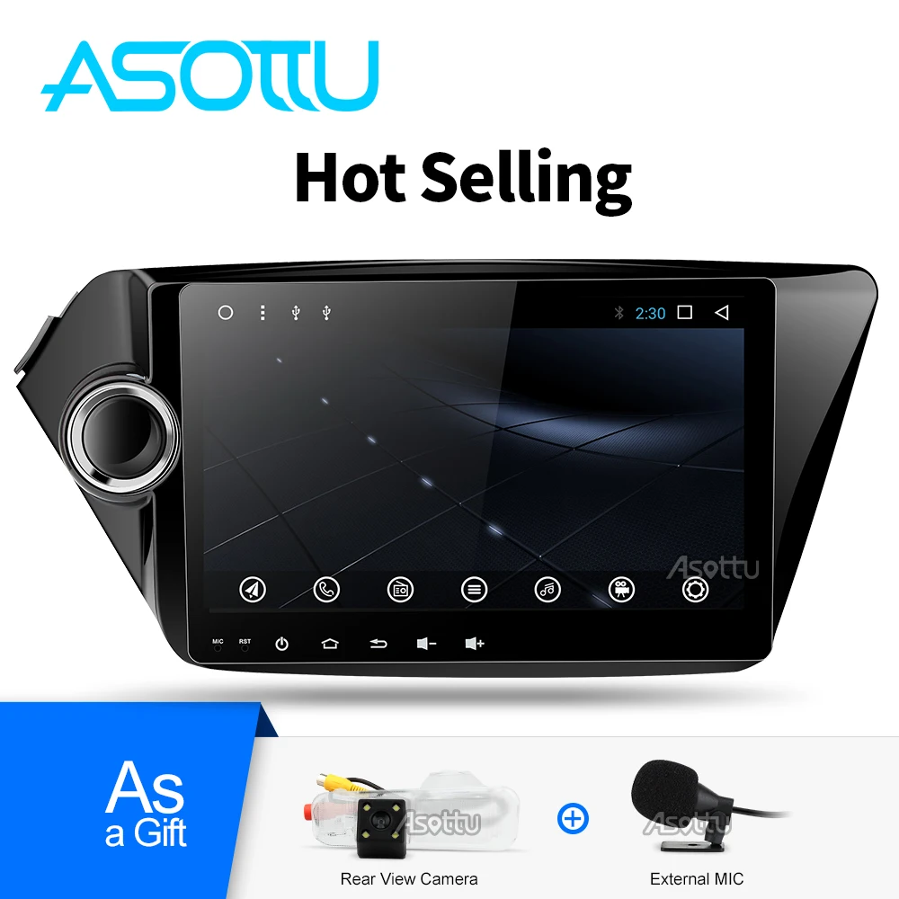 Asottu android 8.1 dvd-плеер автомобиля gps-навигация 2 din стерео 9 дюймов 1024*600 для Kia k2 РИО 2010 2011 2012 2013 2014 2015 - изображение