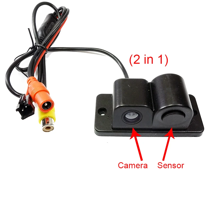 2in1/3in1 automóviles alarma de sonido CCD coche reverso copia de seguridad LED cámara de visión Trasera Sistema de Radar de estacionamiento, cámara de visión trasera + 2 sensores