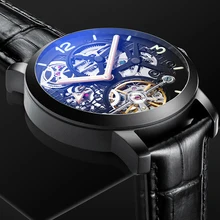 AILANG Лидирующий бренд черные Ретро автоматические часы светящиеся повседневные часы с дисплеем Мужские механические наручные часы с скелетом роскошные часы для мужчин