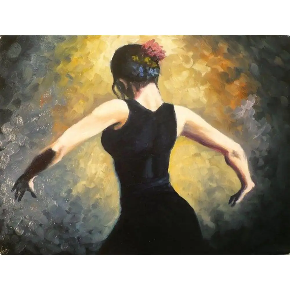 Oil painting art oil women portrait painting Proud Flamenco Dancer- impressionist artwork for bedroom decor Oil painting art oil women portrait painting Proud Flamenco Dancer- impressionist artwork for bedroom decor