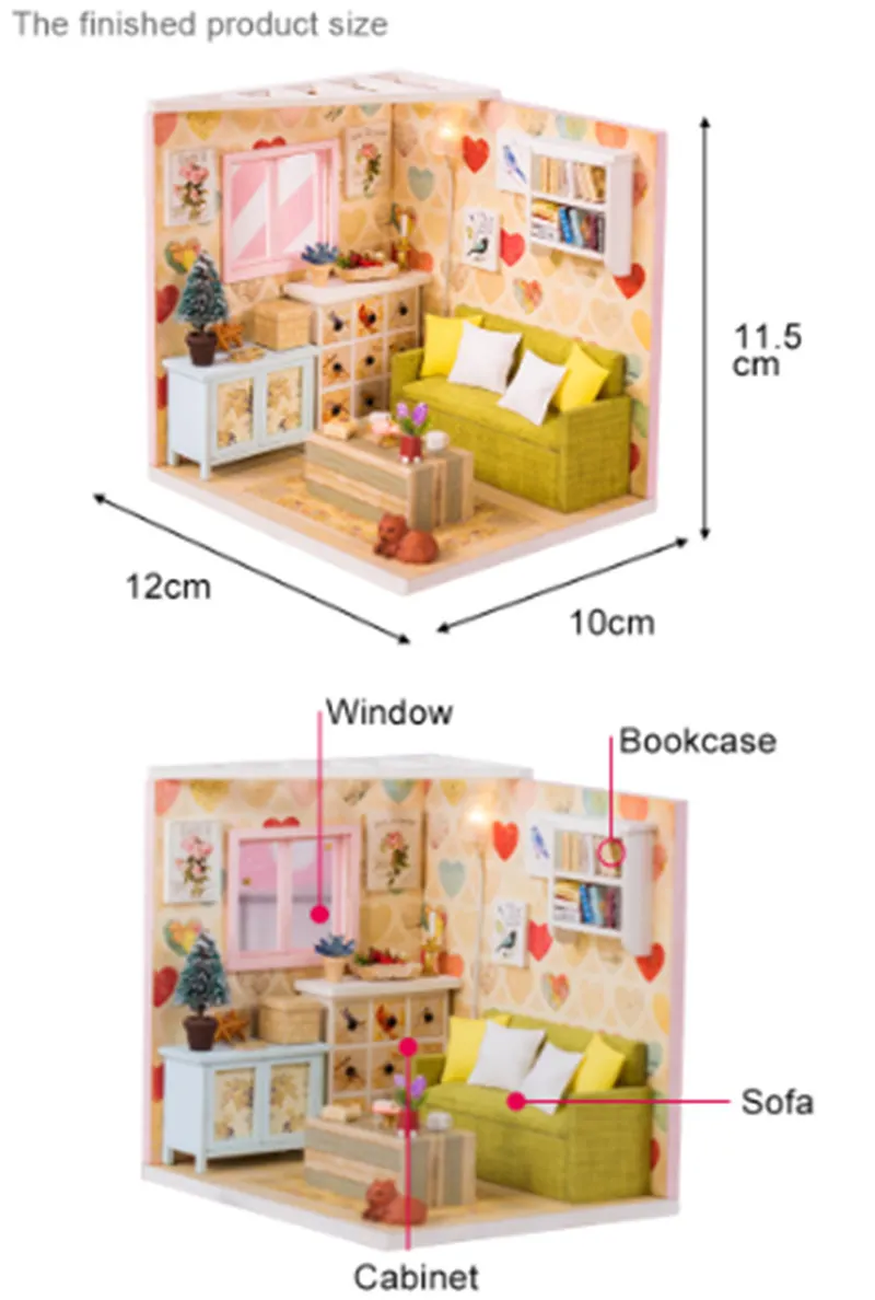 miniature house with light kast cat doll accessories diy mini wooden dollhouse tiny child doll house toy oyuncak bebek evi