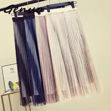 Летняя, весенняя, фатиновая юбка, плиссированная, длинная, женская,, высокая талия, черная юбка-пачка, Feminina, вуаль, винтажная юбка, для девушек, с бантом