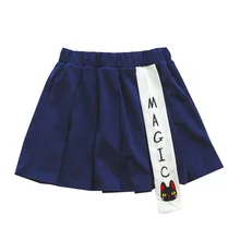 Летняя женская плиссированная юбка Kawaii японская школьная Милая Мини-юбка-пачка с вышивкой кота для девочек Высокая талия шифон короткие юбки