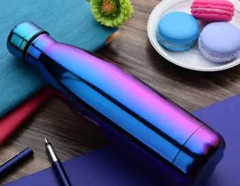 500 мл бутылка для воды фляга из нержавеющей стали с двойными стенками с вакуумной изоляцией модный дизайн многоцветные высококачественные - Цвет: purple
