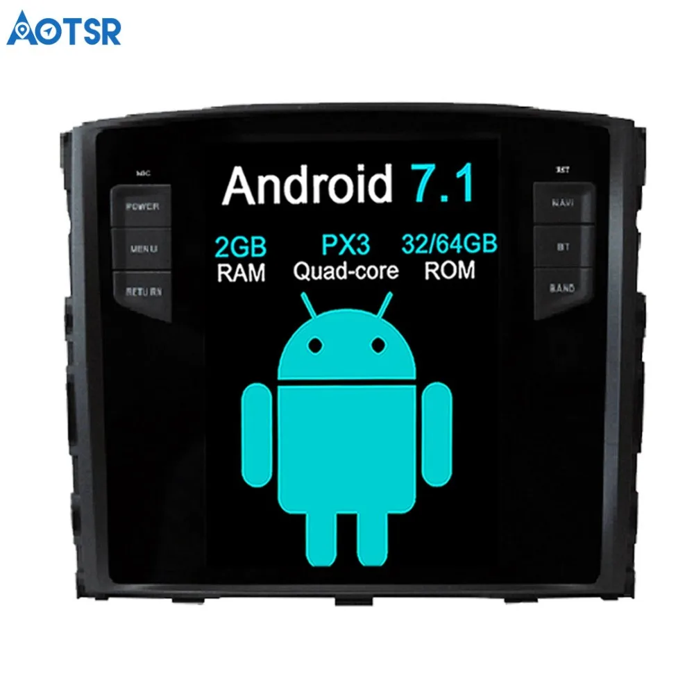 Perfect Aotsr Android 7.1 Tesla style Car No DVD Player GPS Navigation For MITSUBISHI PAJERO V97 V93 Shogun Montero 2006+ headunit 0