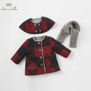 

DBM9001 dave bella baby wool jacket chidlren coat with shawl and scarf infant toddler boutique outerwear