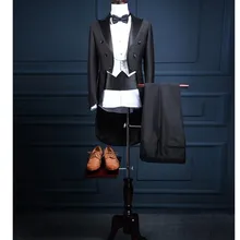 Для мужчин костюмы(куртка+ брюки+ жилет+ галстук-бабочка+ пояс) Высокое качество пользовательских фраки Для мужчин, приталеные блейзеры для мальчиков, смокинги