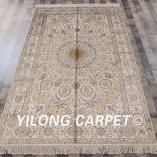 Yilong 5'x8 традиционного персидского дизайна шелковый ковер восточные украшения элегантный бежевый коврик продажи(YHW060B5x8