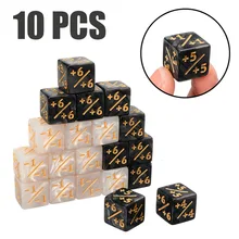 10x noir blanc 14mm 6 côtés comptage dés + 1/-1 dés enfants jouet pour la magie le rassemblement jeu comptage compteurs(China)