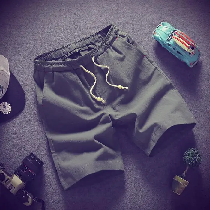Мужские однотонные льняные шорты китайский стиль льняные однотонные короткие брюки мужские летние дышащие льняные шорты большие размеры 4XL 5XL - Цвет: ArmyGreen