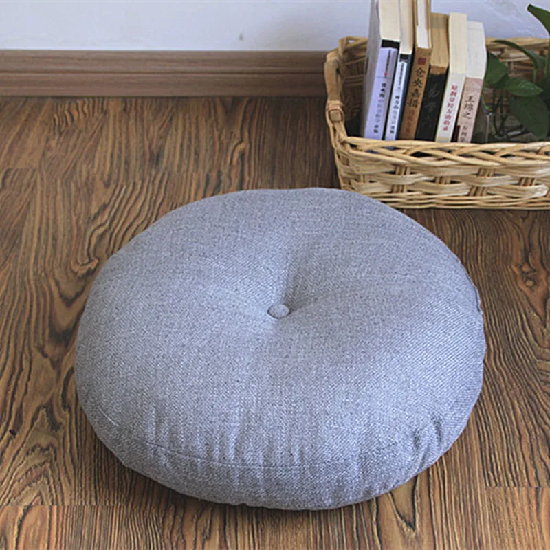 L126-KAYIYO Round Cotton&Linen Meditation Cushion Chair Pillow Yoga Cushion Bay Window Cushion Gray High Quality (6)
