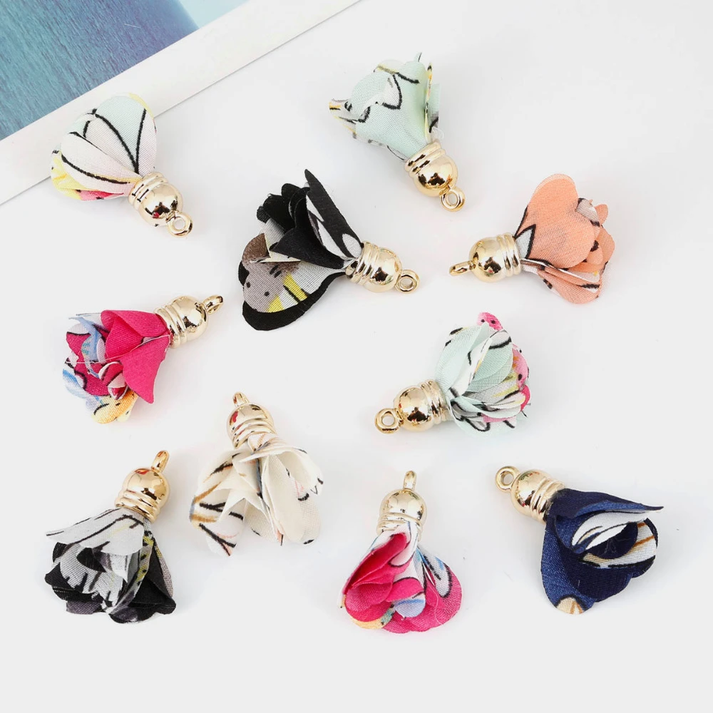Pendant Flower Pearl Charms 30mm Tassel DIY Earrings Jewelry Findings Wholesale 
