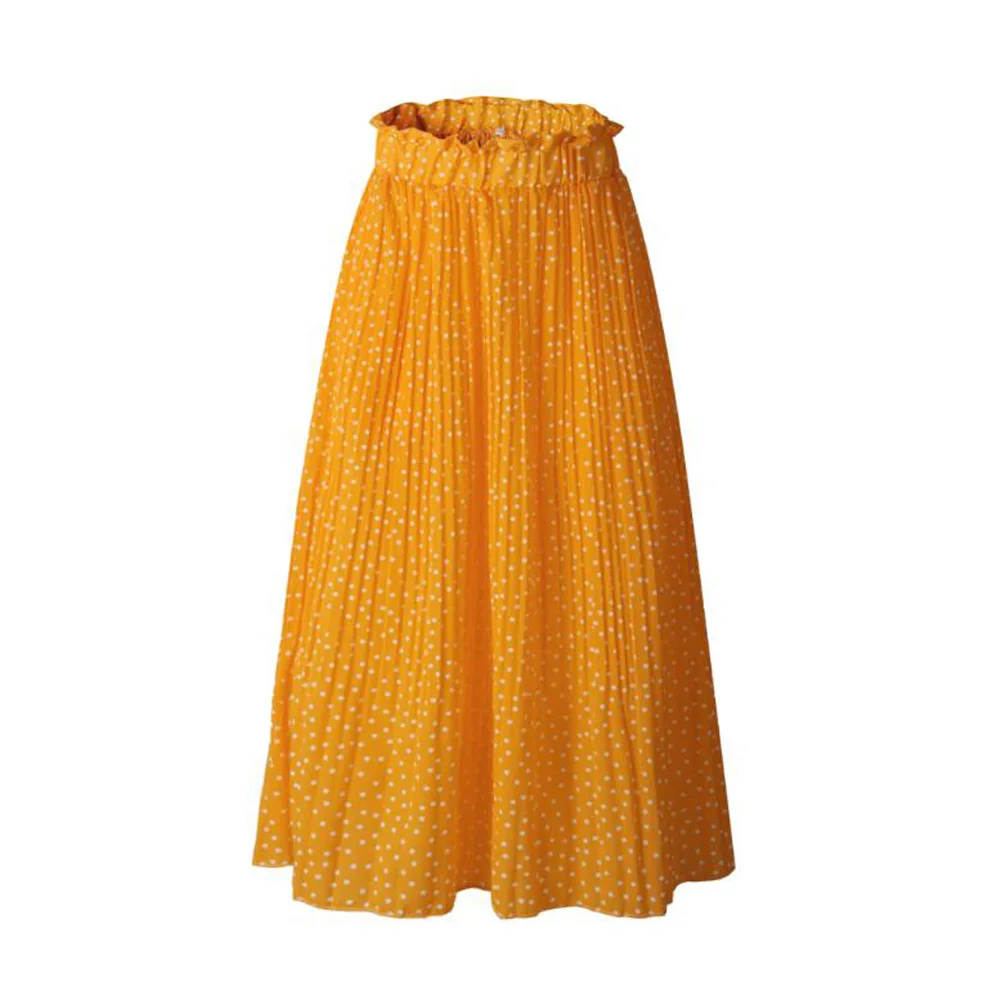 Женские летние цветочный принт юбки для женщин Jupe Femme Винтаж Дамы повседневное Высокая талия плиссированные богемные пляжные юбка средней