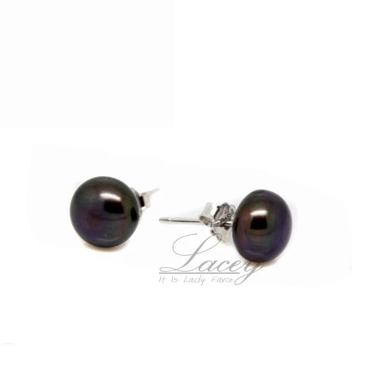 Модный Ювелирный Набор из настоящего жемчуга для женщин, 8-9 мм, натуральный черный жемчуг, ожерелье, наборы, 925 серебряные серьги, жемчужные Ювелирные наборы, подарок