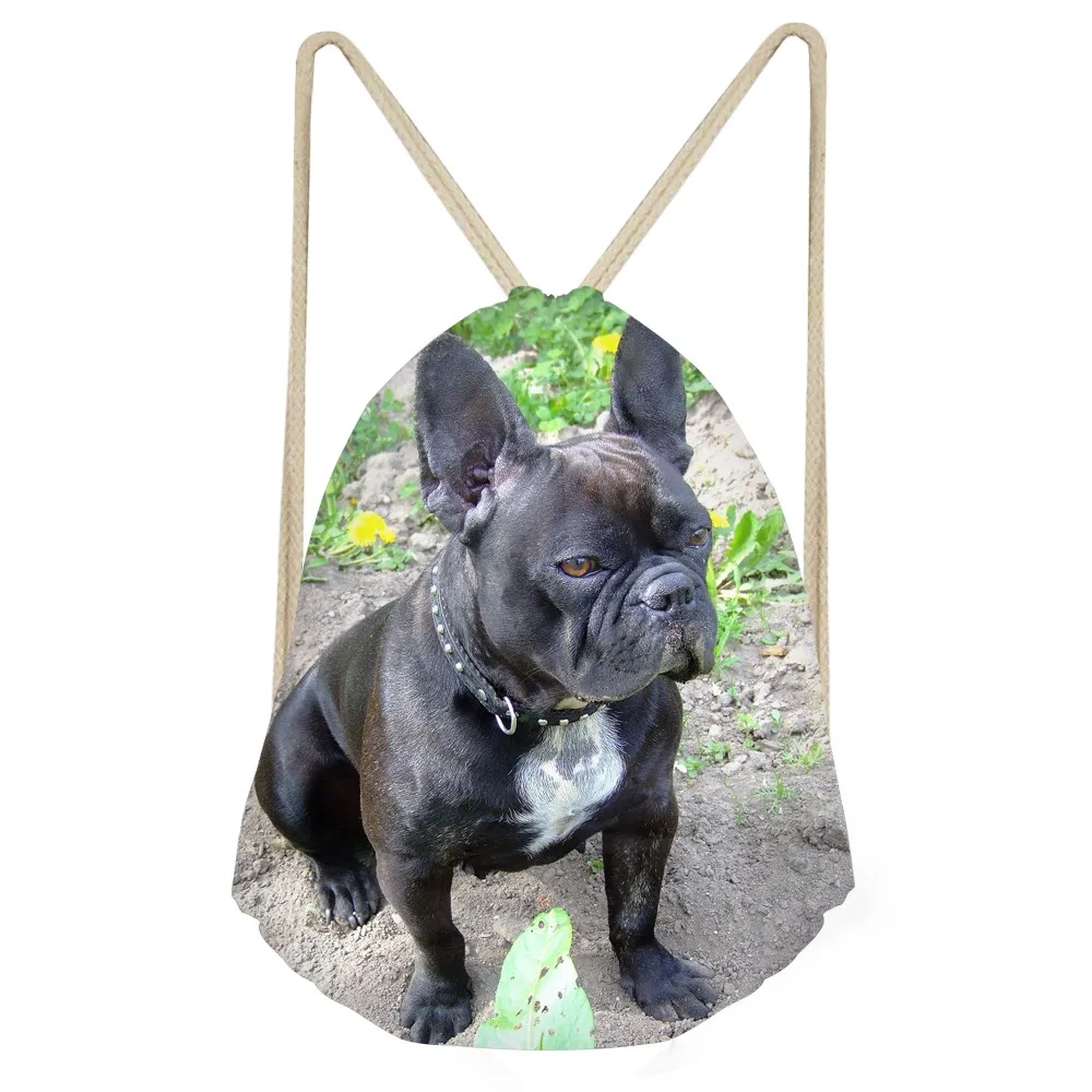 Kawaii 3D Dog French Bulldog Print Women Men Drawstrings Bags Multifunction Storage Backpacks for Teens Travel