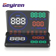 M9 OBDII HUD 5." OBD2 EUOBD Автомобилей Hud Headup Дисплей МИЛЬ/Ч КМ/Ч Спидометров RPM Топлива Ветрового Стекла Проектор Overspeed Warnging Системы