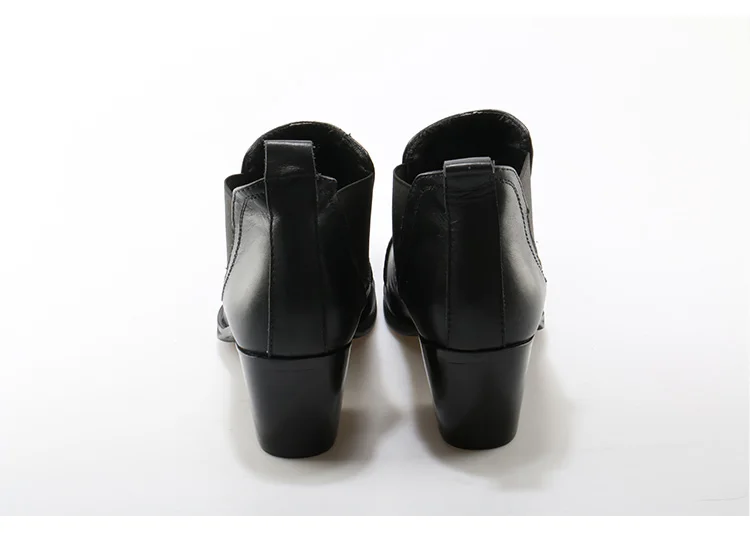 OKHOTCN/мужские ботинки «Челси»; сезон весна-зима; Модные ботильоны в британском стиле; Черная Повседневная Эластичная обувь из натуральной кожи