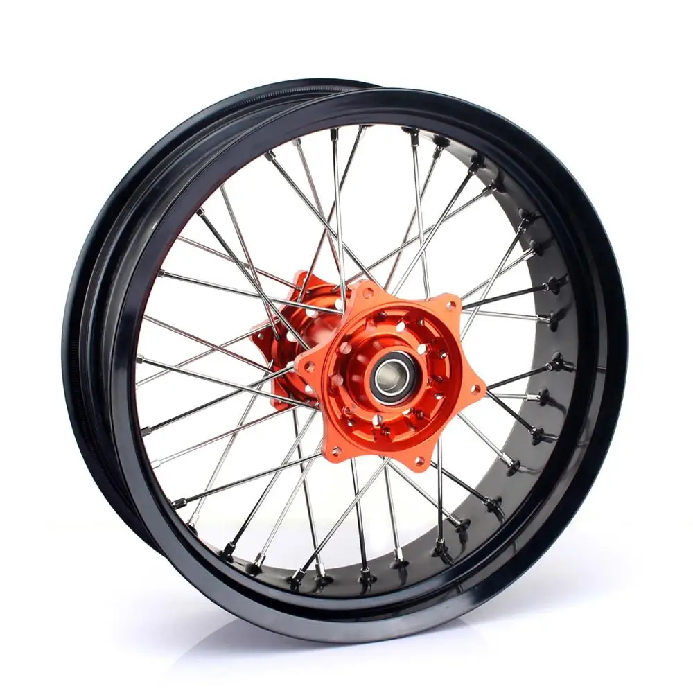 BIKINGBOY 3,5*1" 36 спиц MX супермото Передняя втулка диска колеса для KTM SX EXC 300 04-15 EXC-F 350 12-15 EXC-F 450 03-15 SX450 03-06 - Цвет: Orange
