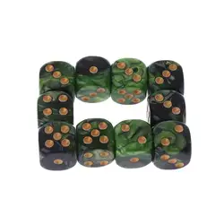 10 шт. мм 16 мм игральные кубики из каучука D6 черный зеленый золотой точки круглые края KTV бар ночной клуб развлечения инструменты для
