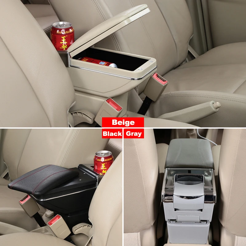 For F ord Fiesta 3 MK7 2011-2018 Car Armrest Accessories Centre Console Storage Box Arm Rest Black