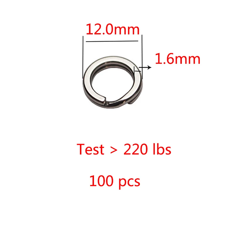 100 шт. разъемное кольцо из нержавеющей стали диаметр 8 мм 10,5 мм 12 мм сверхмощное рыболовное двойное кольцо соединитель рыболовные аксессуары - Цвет: 12mm 100 pcs Pack