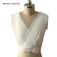 Реалистичная картина Элегантная с глубоким v-образным вырезом кисточкой плеча слоновой кости кружева свадебные болеро Свадебная куртка Кейп накидки свадебные аксессуары