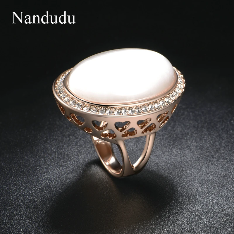 Nandudu маленький кристалл кружева и большой круглый Опал в форме мороженого джентльмена антикварные кольца для женщин Благородная женщина ювелирные изделия подарок R1818
