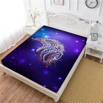 

Cool Animal Eagle Print Bed Sheet Galaxy Fitted Sheet King Queen Elastic Band Mattress Cover Deep Pocket Home textile