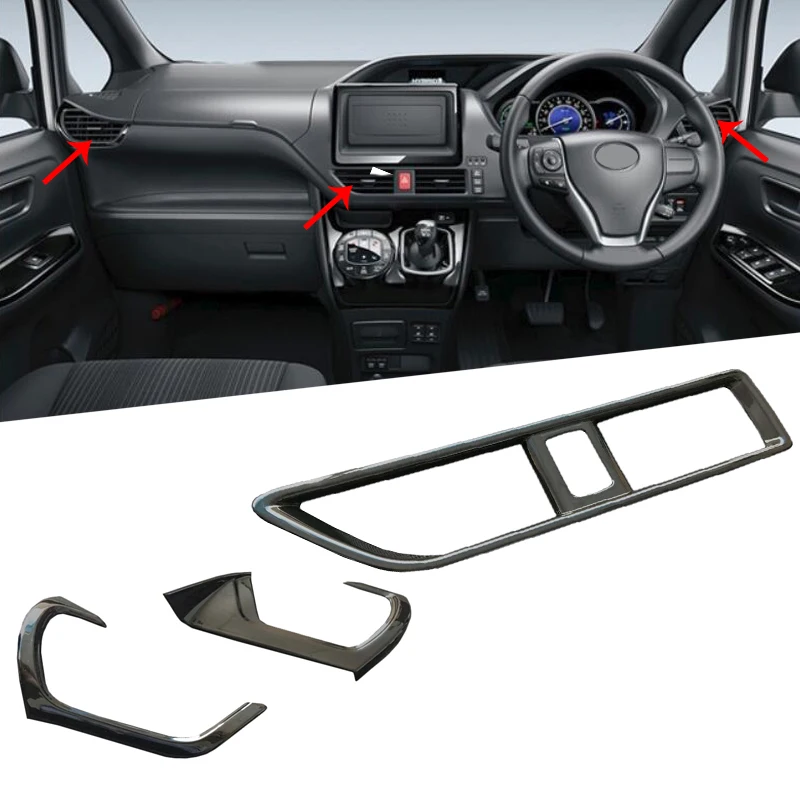 

4PCS For Toyota Voxy Noah R80 2014-2018 RHD ABS Black Matt Air Vent Outlet Cover Trim Interior Styling Stickers Accessories Trim