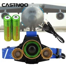 CASTNOO T6 3X светодиодный 10000 лм головного света с переменным фокусным расстоянием Рыбалка свет+ 2x18650 батарея+ USB кабель
