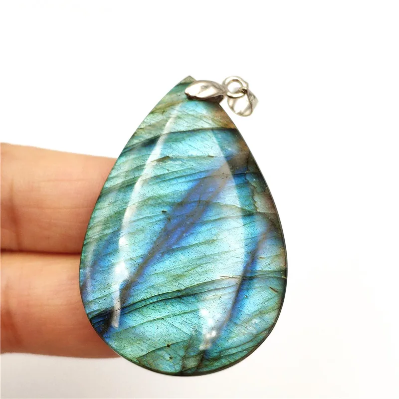 

Natural Labradorite Moonstone Pendant Women Men Water Drop 47x30x8mm Anniversary Love Gift Crystal Luxury Fashion Pendant AAAA