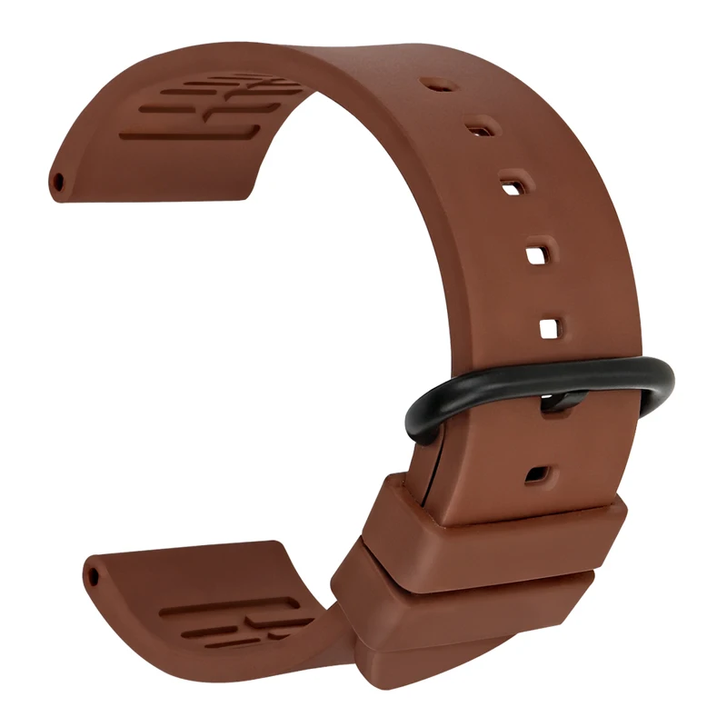 MAIKES Premium Orange Sport Rubber Watch Strap with Black Buckle