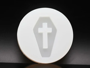 

1pcs Halloween Coffin Cross Silicone Resin Mold Resin For DIY Jewelry Necklace Pendant Jewelry Accessories Making