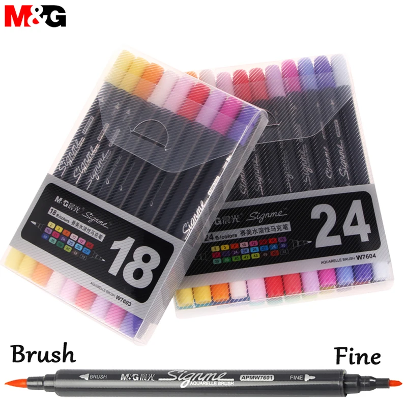 

M&G 12/18/24 Colors Watercolor Brush Pen Colored Caligraphy Pen Markers Brushpen Waterbrush Drawing for Dessin Manga Supplies