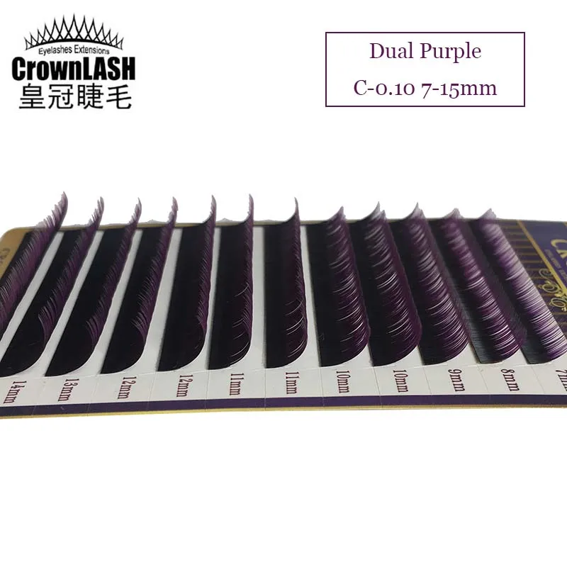 CrownLash 2tone color Ombre Фиолетовый C D-0.07 7-15 мм двойной цвет фиолетовый объем наращивание ресниц