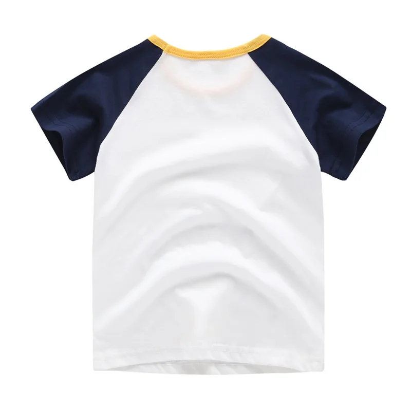 Новая хлопковая детская футболка, детские летние футболки с короткими рукавами для девочек, одежда с принтом динозавра, милая детская