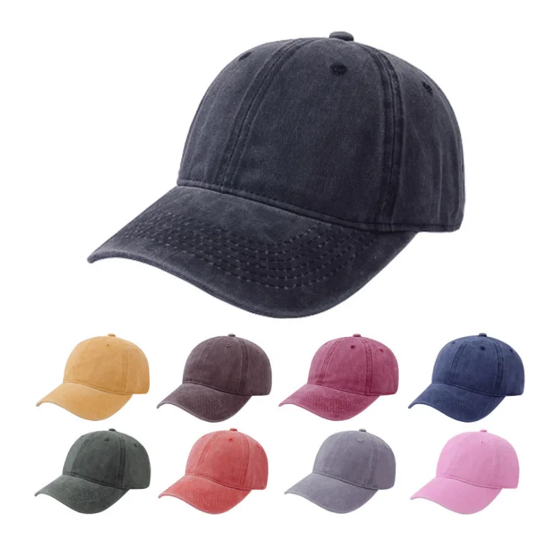 

Cotton Fashion Sport Unisex Adjustable Visor Baseball Cap Women Solid Hat Washed Cap Men Plain