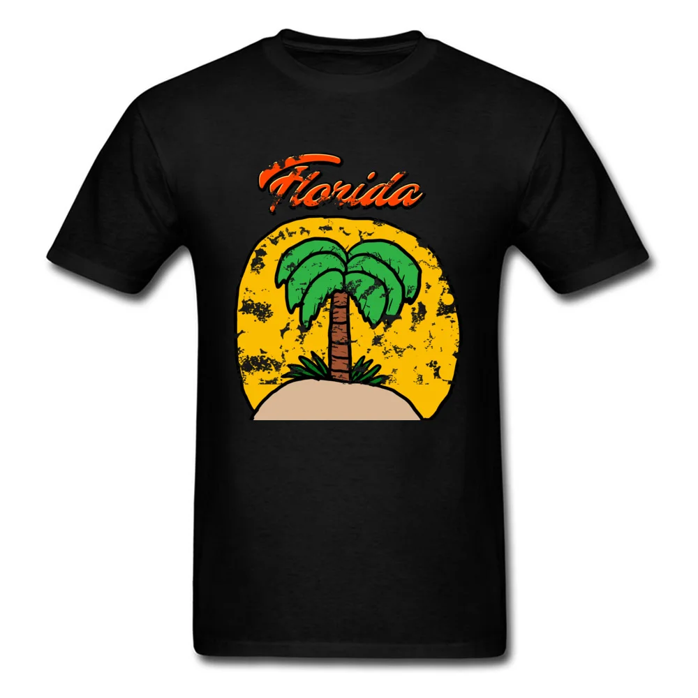 Vintage Florida Design Pure Cotton Student Short Sleeve Tops Shirts Group Lovers Day Tshirts Special Round Neck Tops & Tees Vintage Florida Design black