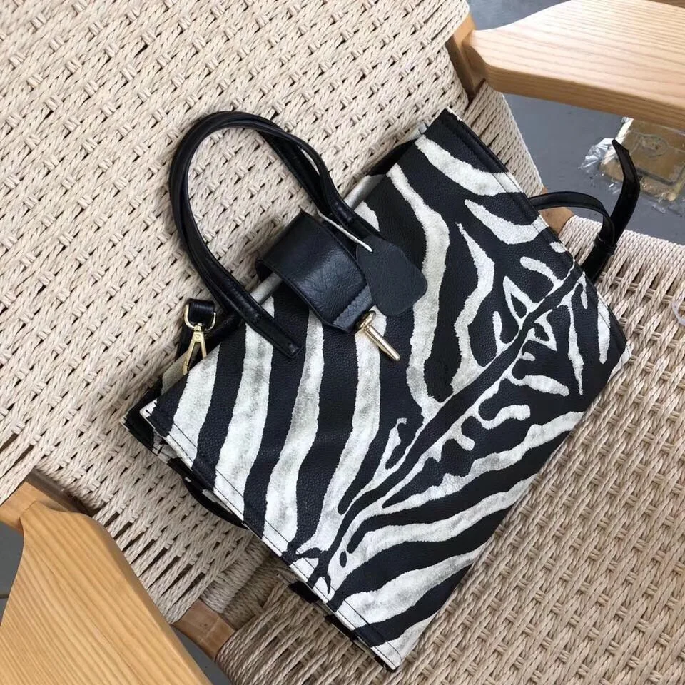 Женские сумки с принтом зебры, лето, вместительные сумки через плечо, повседневные Модные женские сумочки и сумочки