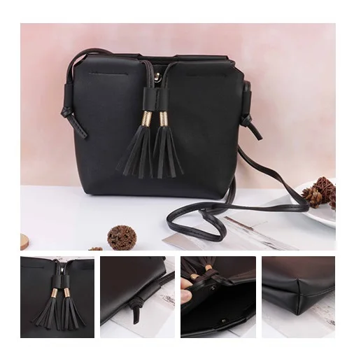 1PCS Women Leather Tassels Shoulder Bag Handbag Lady Cross Body Tote Messenger Bag 5 Colors