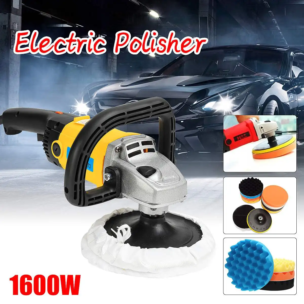 

Electric Waxer 220V 1600W Polisher 1/8" Shaft Hand Held Polishing Machine Grinder Car Buffer Cleaner+7inch Polishing Sponge