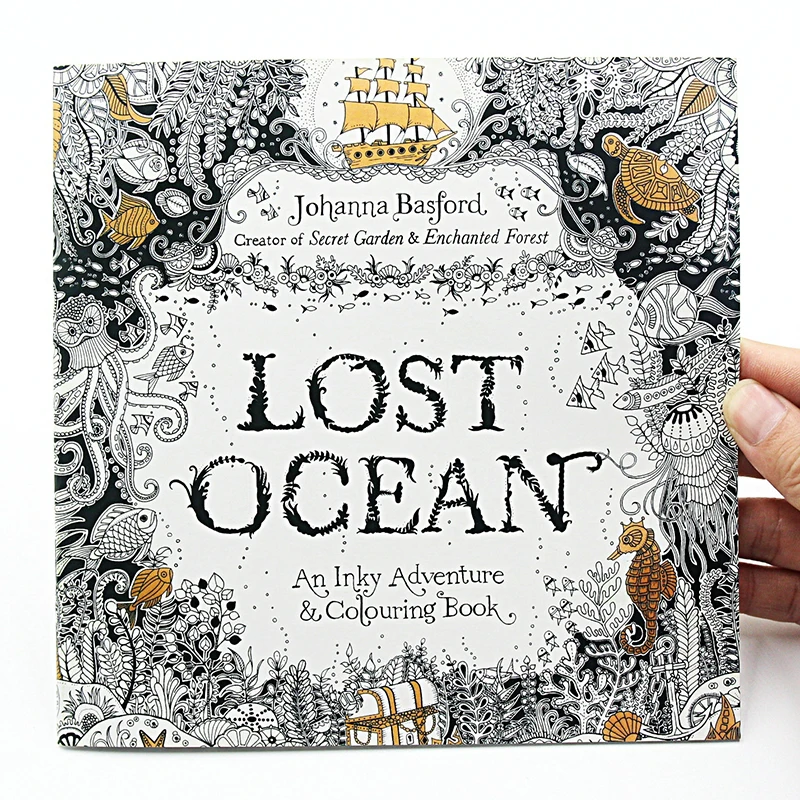 1 предмет; Новинка; 24 стр. «lost Ocean» чернильно-приключения книжка-раскраска для взрослых детей снять стресс убить время для живописи, рисования книга