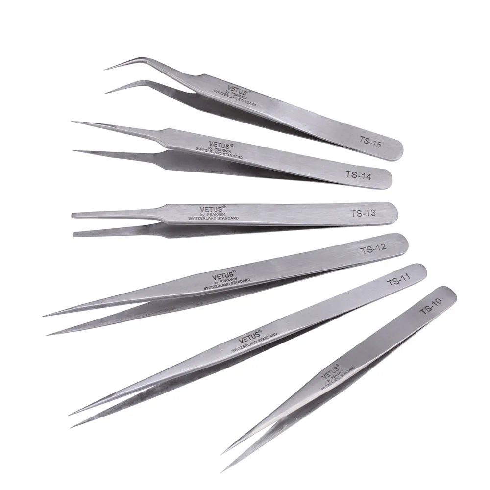 

Hot Stainless Steel Precision Tweezers Pinzas Curved Straight Tip Tweezer Electronic Component Repair Rework Hand Clamping Tools
